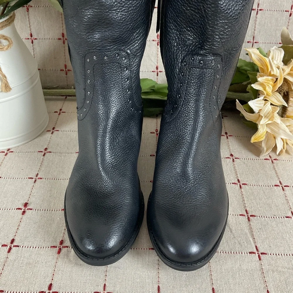 💐HP💐 Sam Edelman Prina Studded Soft Black Leather Knee High Riding Boots 6.5 - Picture 6 of 11
